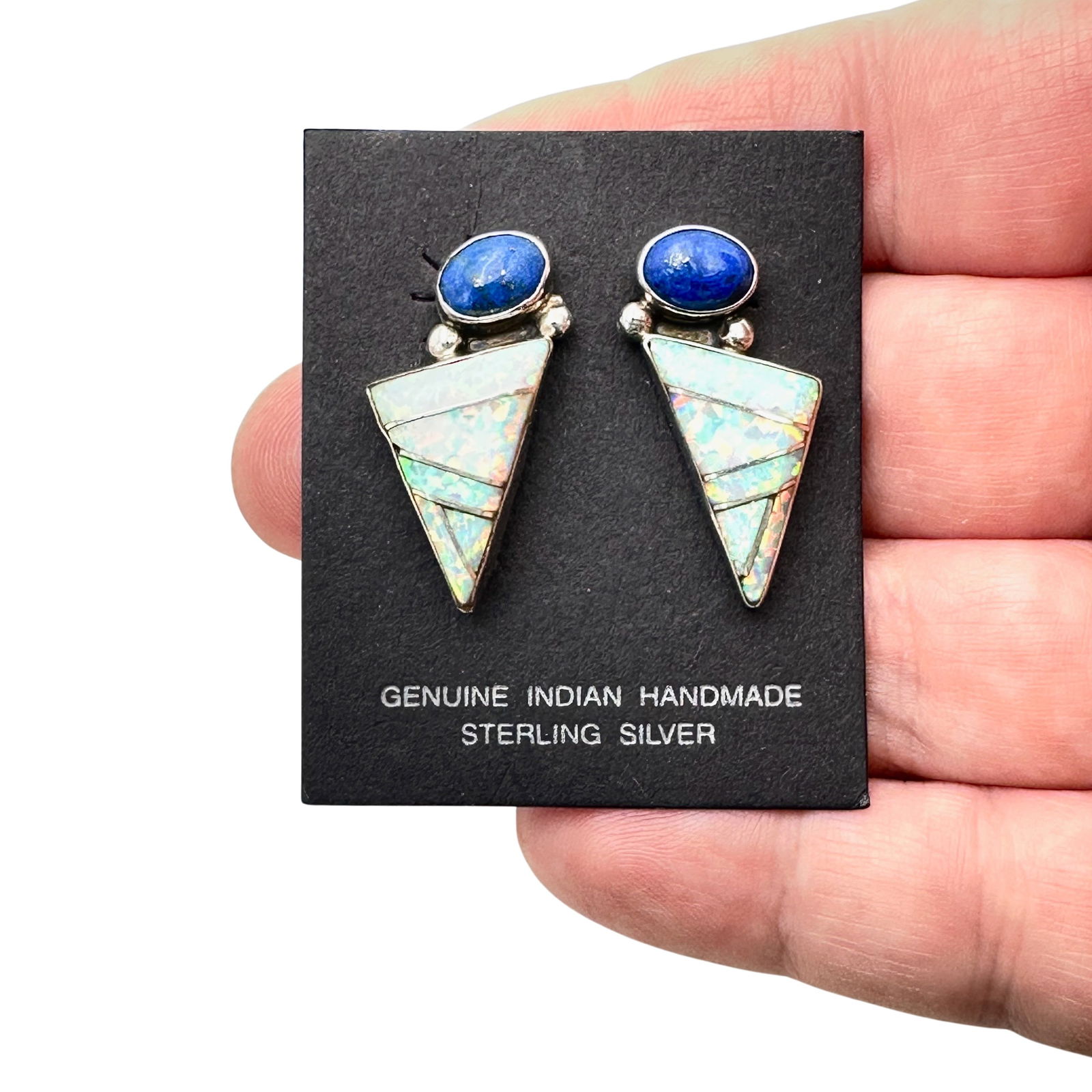 Native American Signed G.S. Inlay Opal Stelring Silver Earrings: Native American Signed G.S. Inlay Opal Stelring Silver Earrings 1 inch length