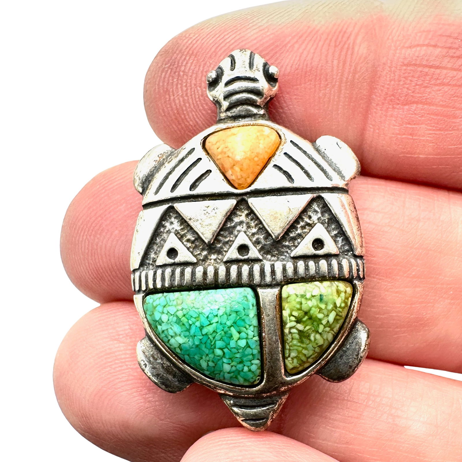 Carolyn Pollack Gemstone Sterling Silver Turtle Brooch Pendant (1 of 3)