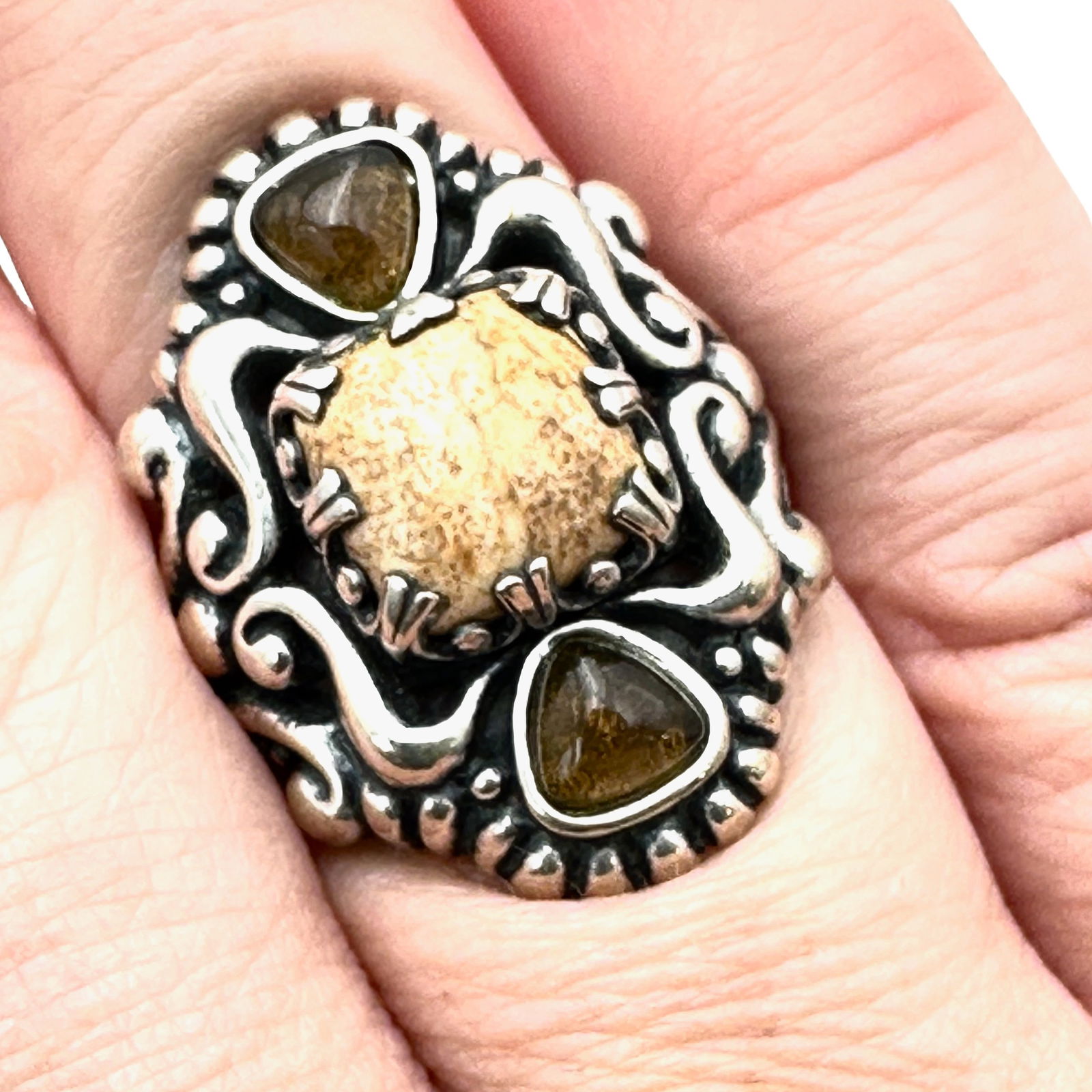 Carolyn Pollack Picture Jasper Sterling Silver Ring Size 9 (1 of 4)