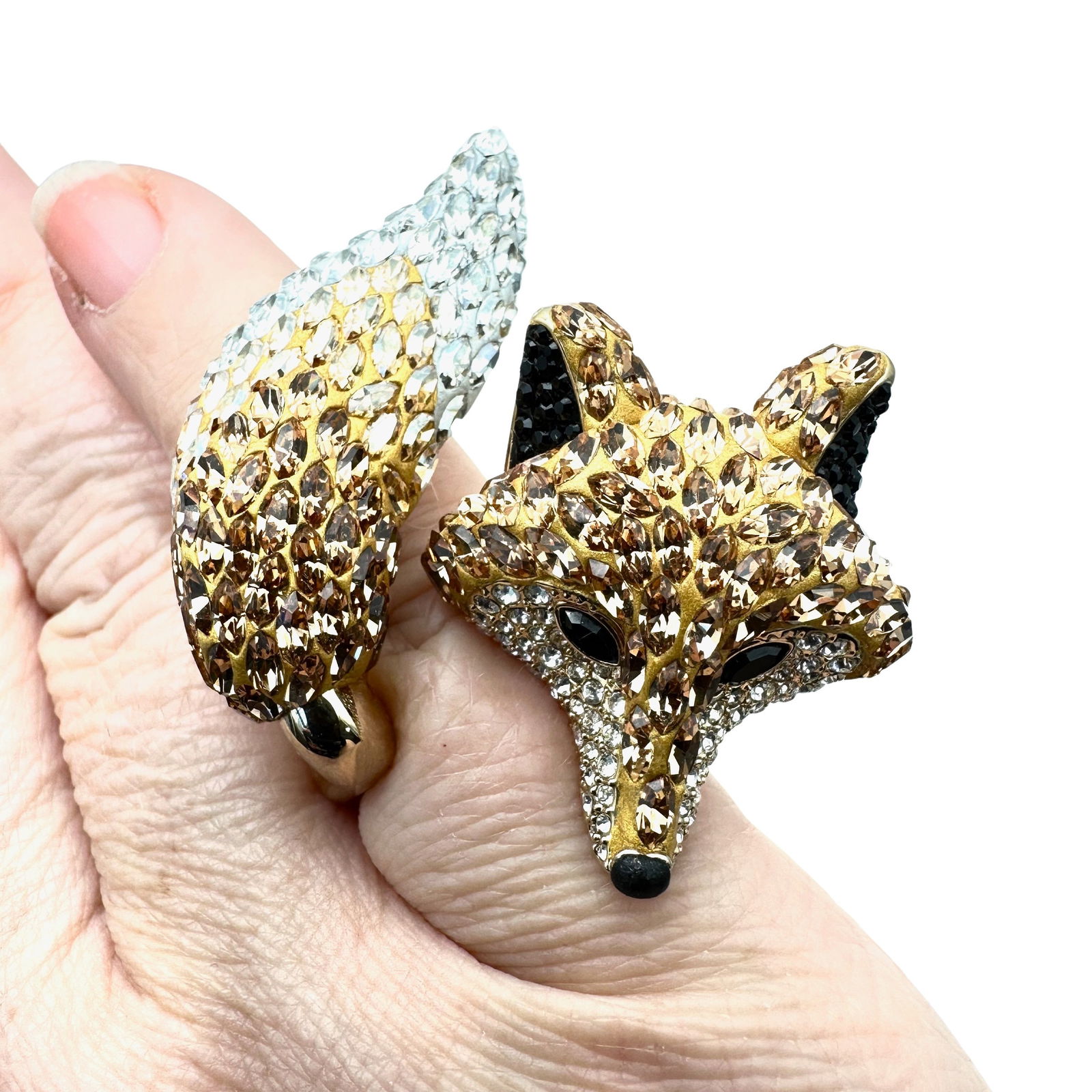 Swarovski Swan Signed Crystal Fox Motif Gold Plated Ring Limited Edition (1 of 4)