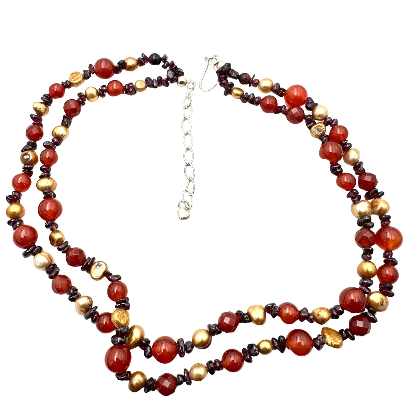 Jay King Mine Finds Carnelian Pearl Garnet Sterling Silver Necklace (1 of 3)