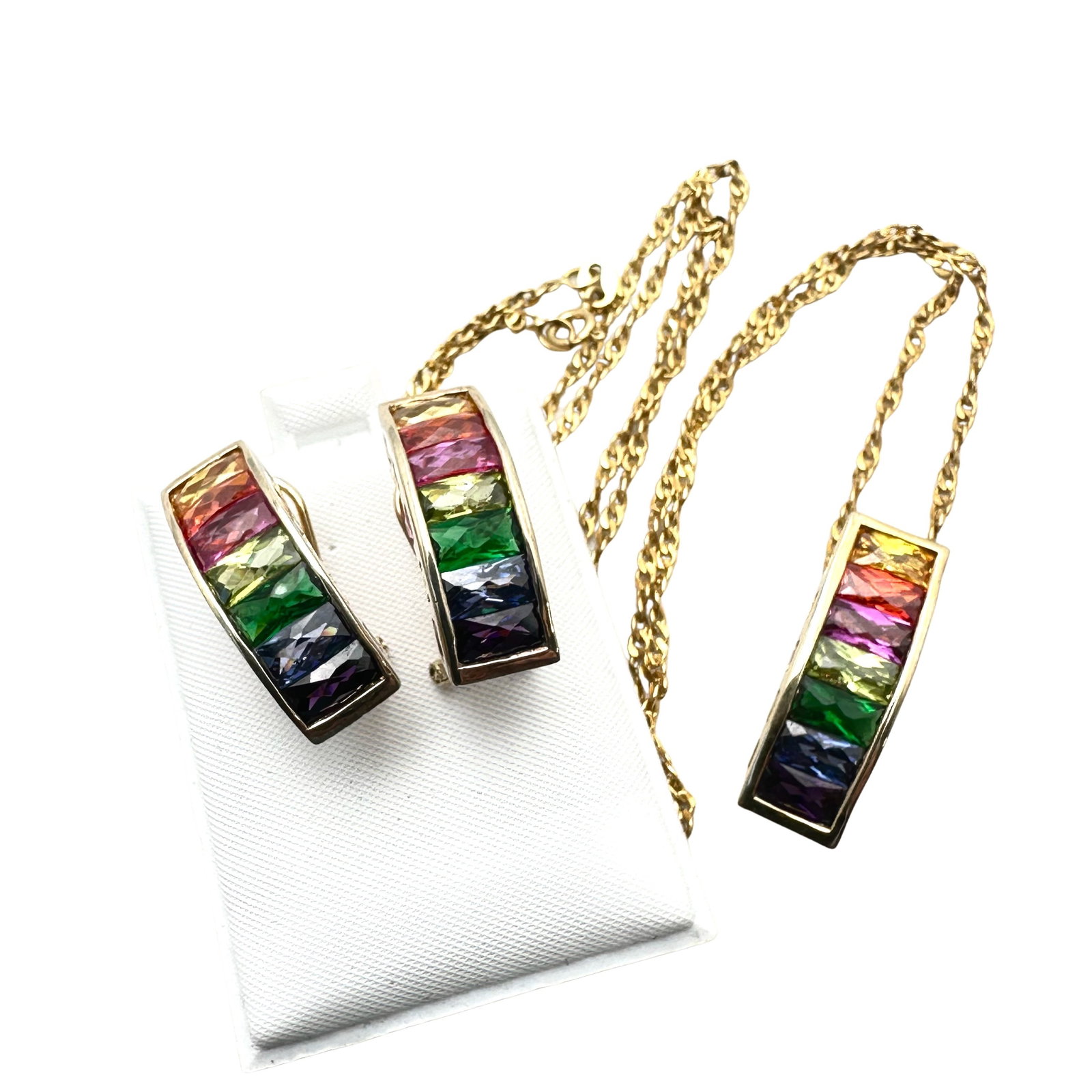 Gold over Sterling Silver Cubic Zirconia Pendant Necklace Earrings Set (1 of 3)