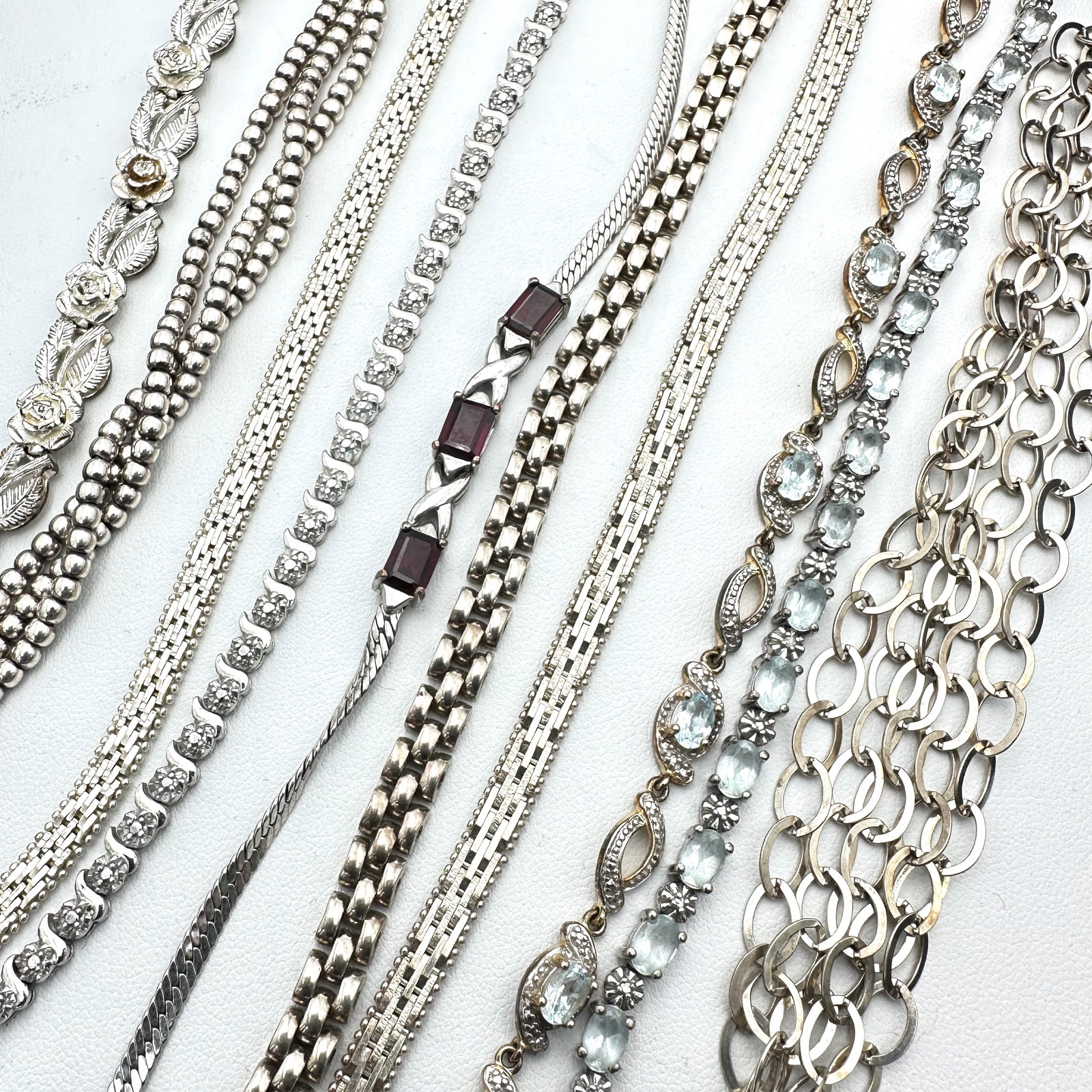 Lot of Sterling Silver Bracelets: Lot of Sterling Silver Bracelets 118 grams, variety of sizes