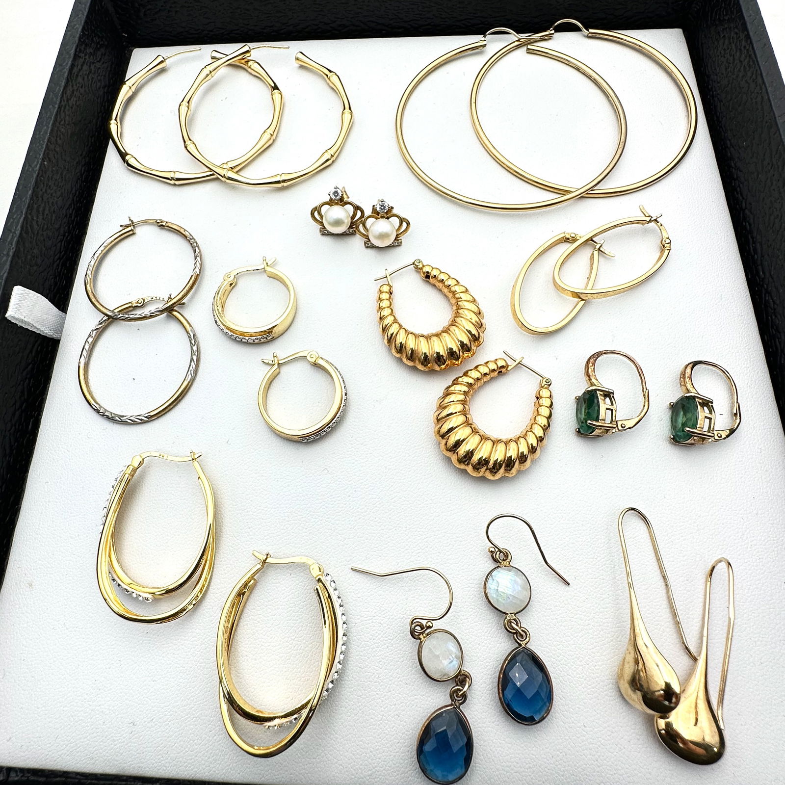 Jewelry Lot Gold Over Sterling Silver Earrings Gemstones (1 of 2)