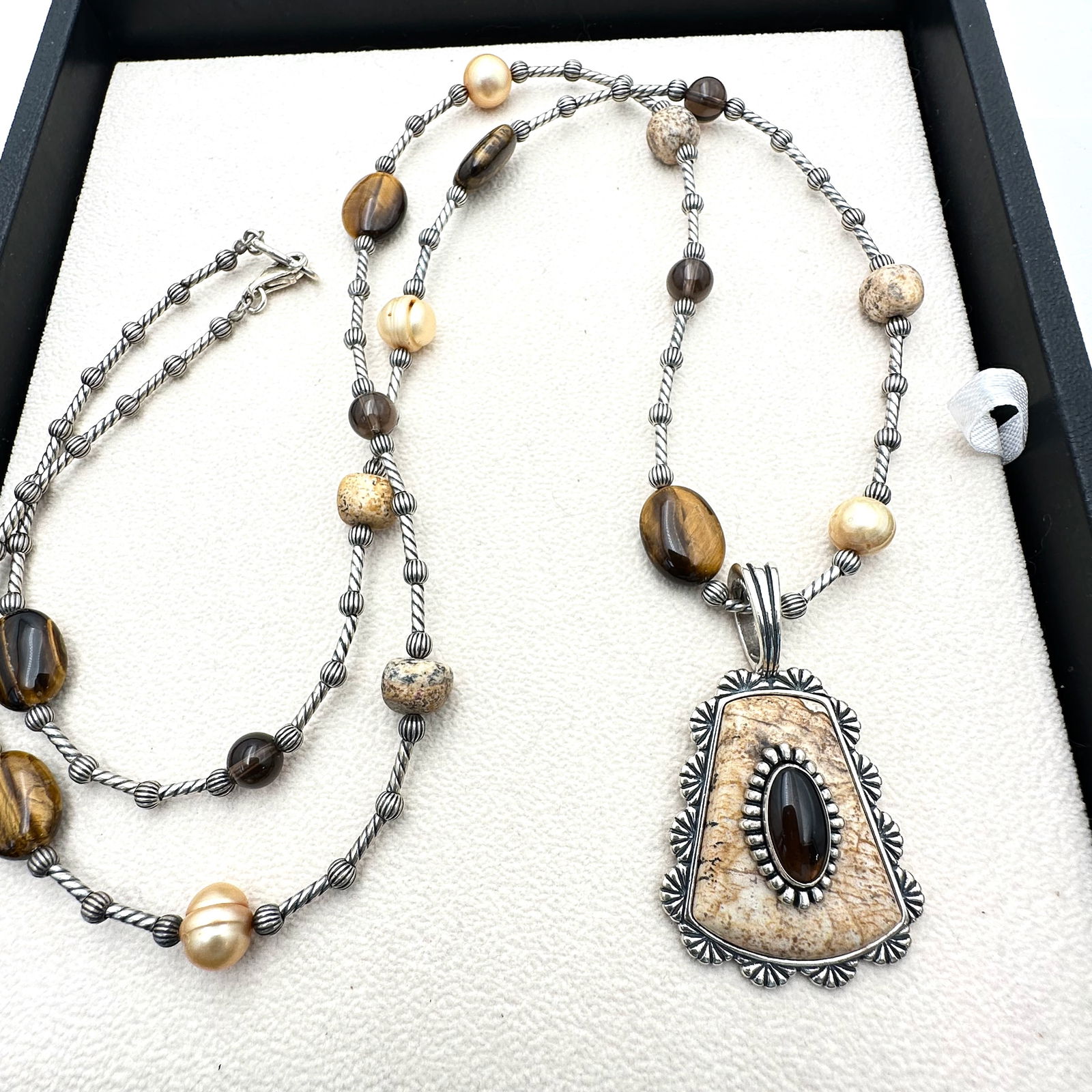 Carolyn Pollack Picture Jasper Sterling Silver Pendant Necklace: Carolyn Pollack Picture Jasper Sterling Silver Pendant Necklace 30 Inch Necklace,2 Inch Pendant