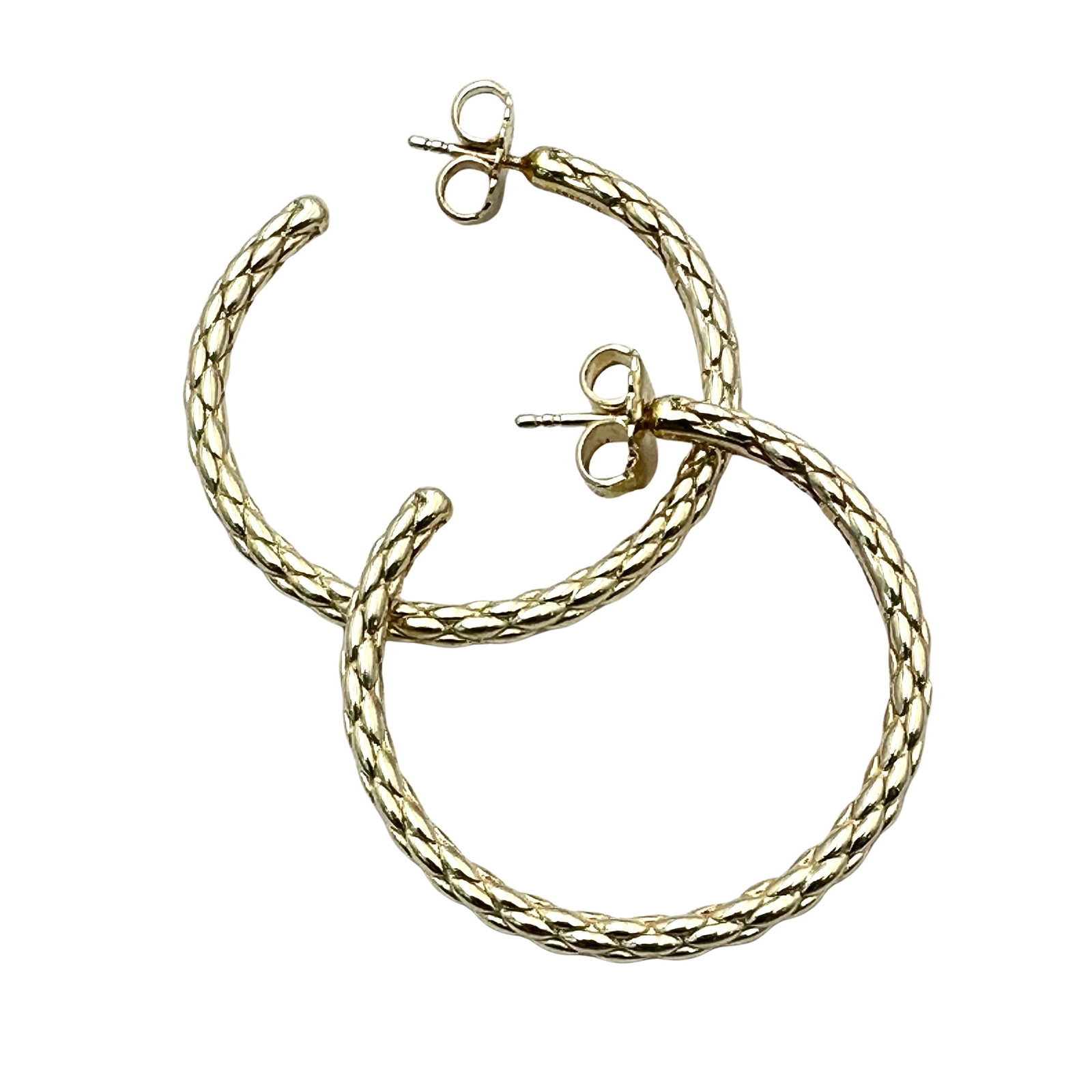 Ann King Gold Over Sterling Silver 1 1/2 Inch Hoop Earrings: Ann King Gold Over Sterling Silver 1 1/2 Inch Hoop Earrings 1 1/2 Inch, Pierced