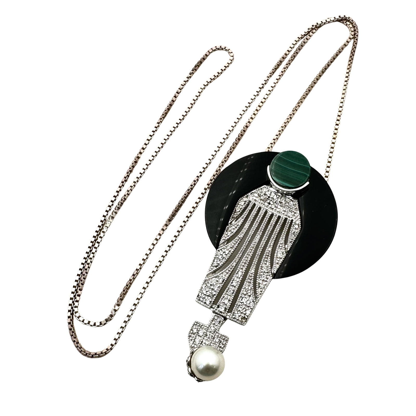 Jenna Nicole Art Deco Style Sterling Silver Pin Pendant Necklace (1 of 4)