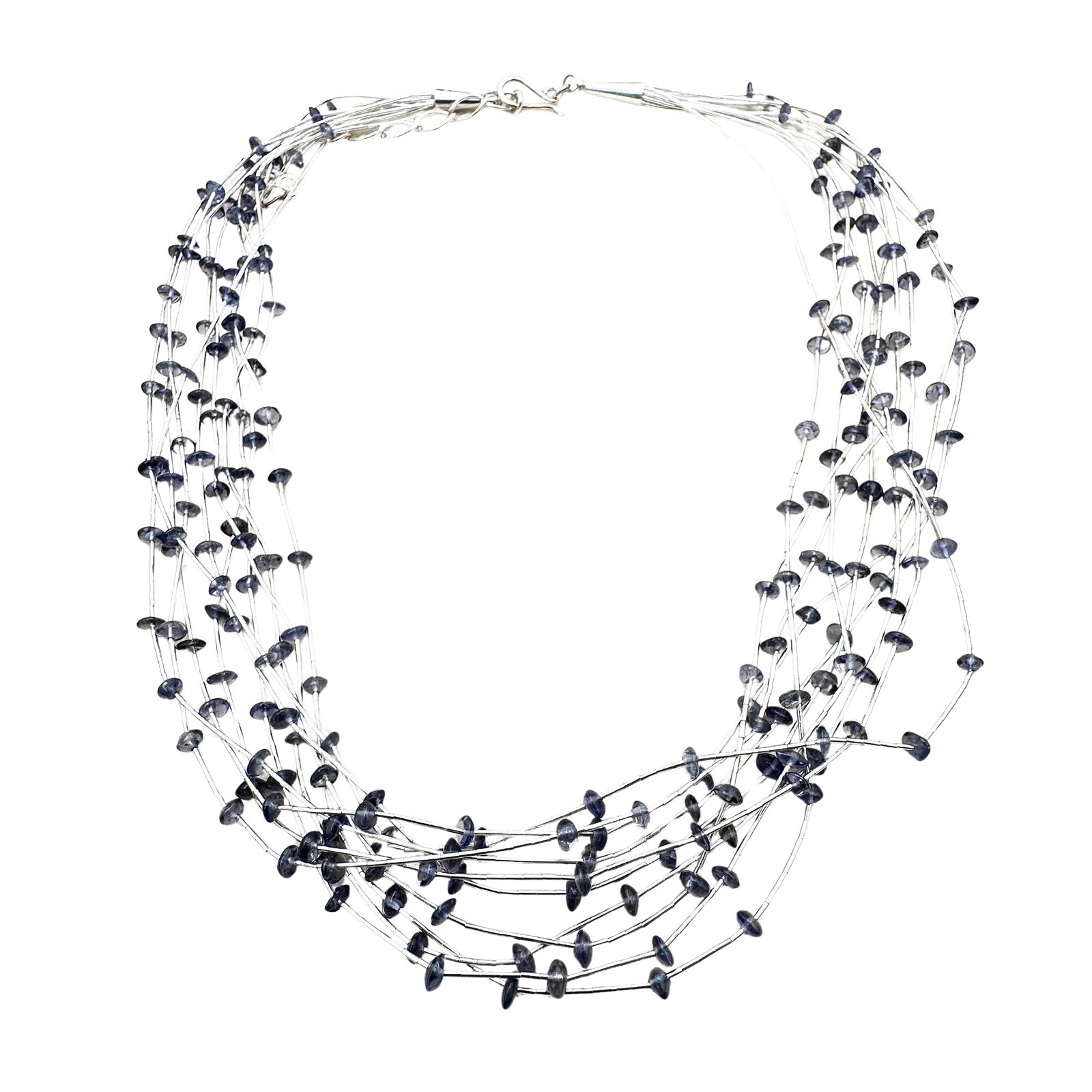 Sterling Silver Amethyst Liquid Silver Necklace: Sterling Silver Amethyst Liquid Silver Necklace 16 to 18 Inch