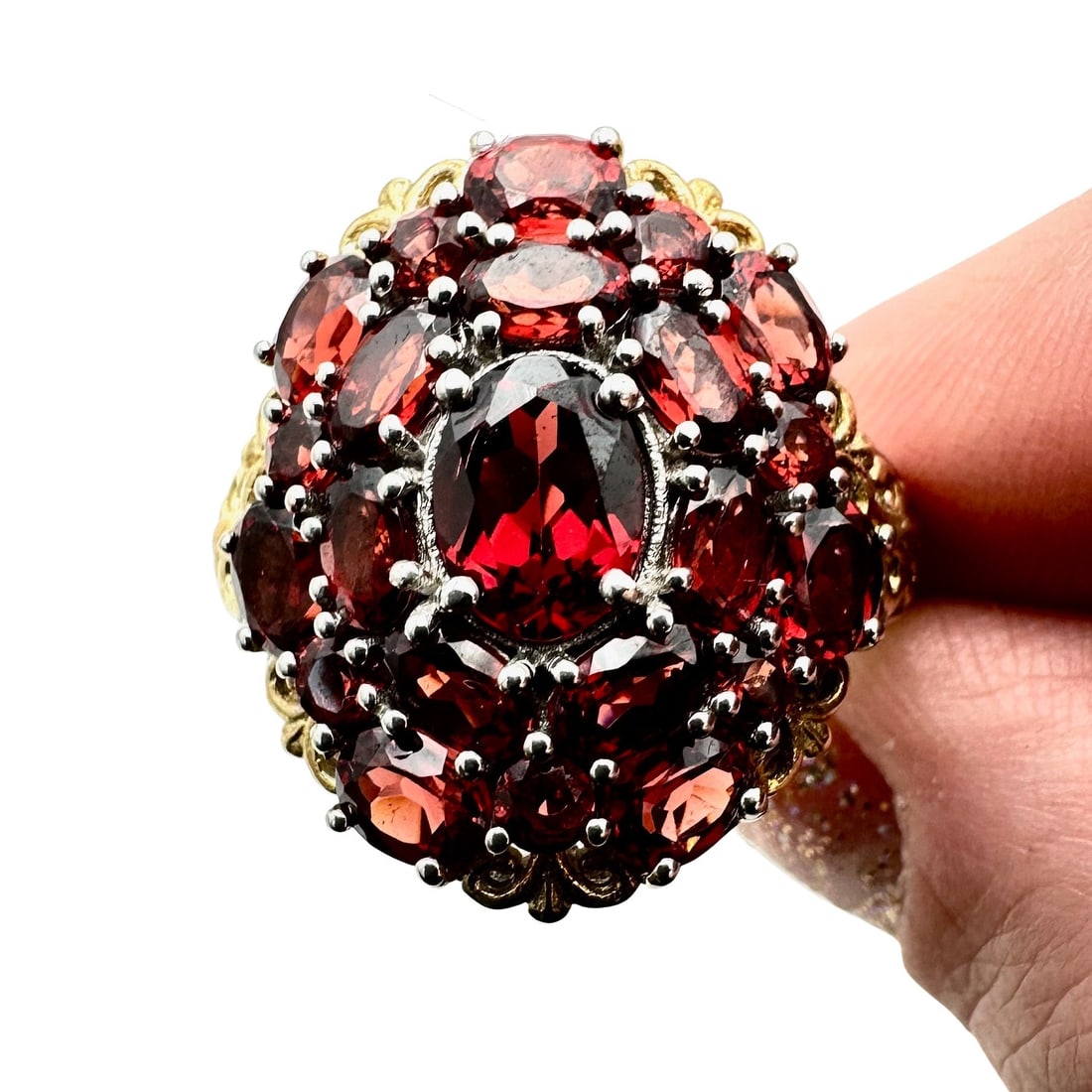 Chuck Clemency Red Garnet Cluster Ring Sterling Silver (1 of 2)