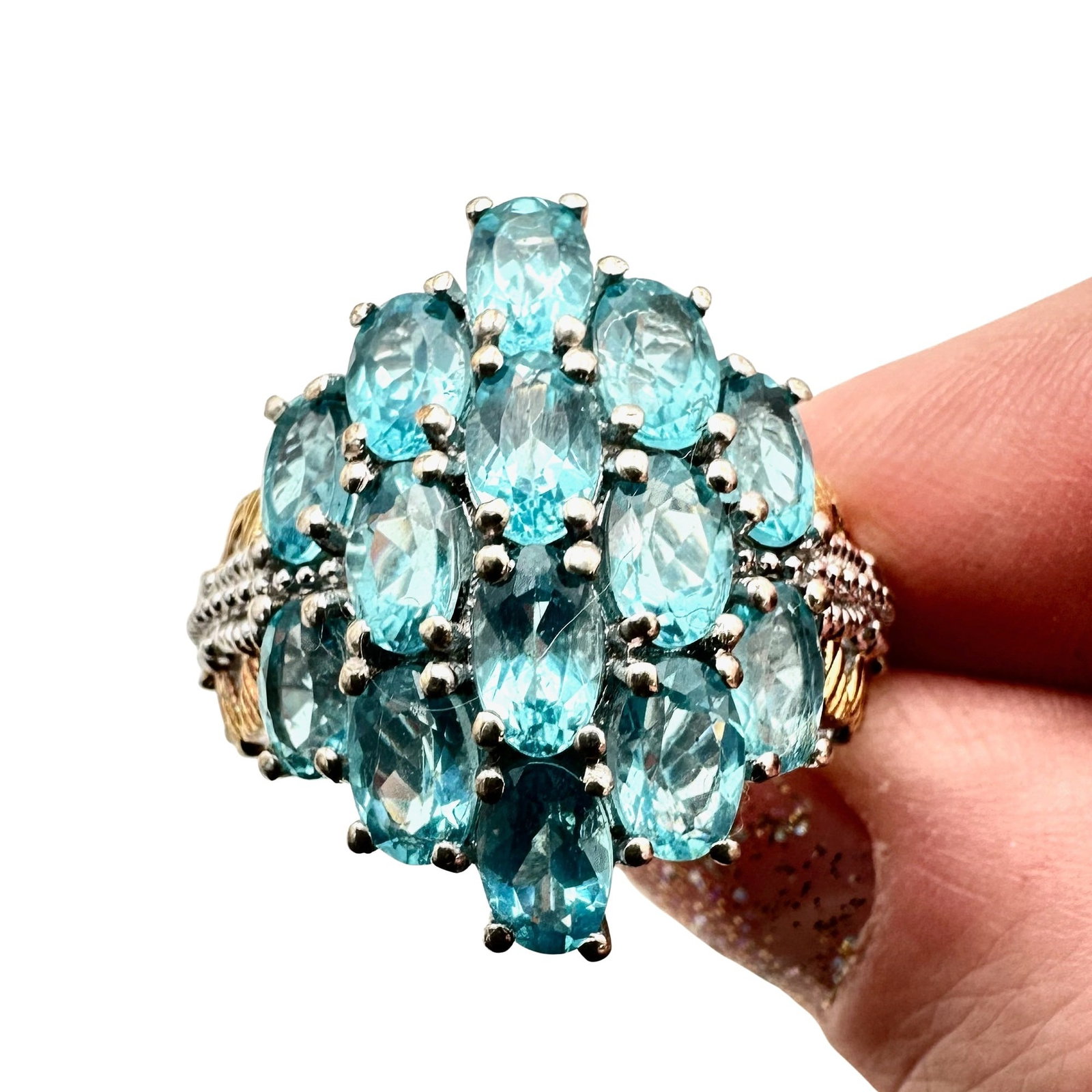 Chuck Clemency Blue Topaz Cluster Ring Sterling Silver (1 of 3)