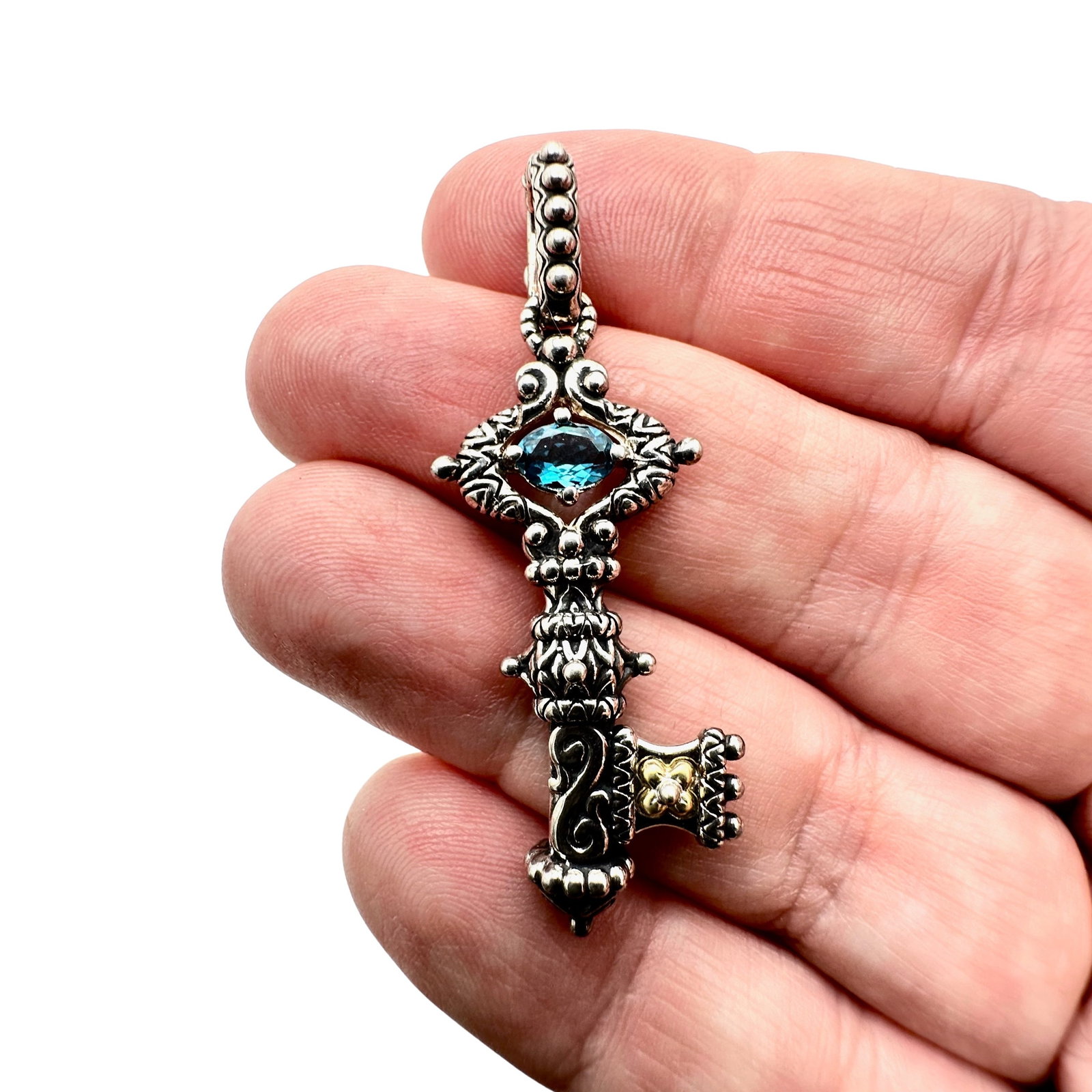 Barbara Bixby Womens Pendant 18K Gold Sterling Silver Enhancer Key London Blue: Barbara Bixby Womens Pendant 18K Gold Sterling Silver Enhancer Key London Blue Barbara Bixby Womens Pendant 18K Gold Sterling Silver Enhancer Key London Blue