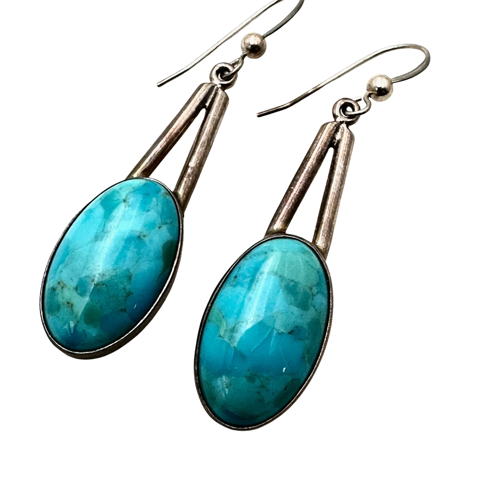 Jay King Turquoise Sterling Silver Pierced Earrings Chandelier: Jay King Turquoise Sterling Silver Pierced Earrings Chandelier 2 Inch Length