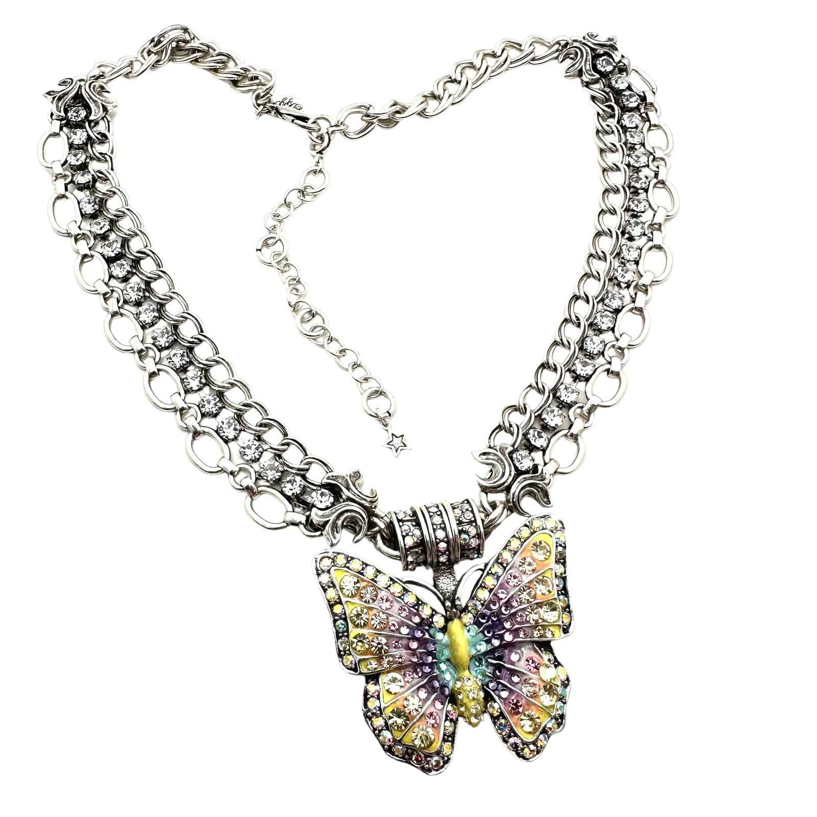 Kirks Folly Butterfly Magnetic Pendant Silver Tone Necklace: Kirks Folly Butterfly Magnetic Pendant Silver Tone Necklace 16 to 18 Inch