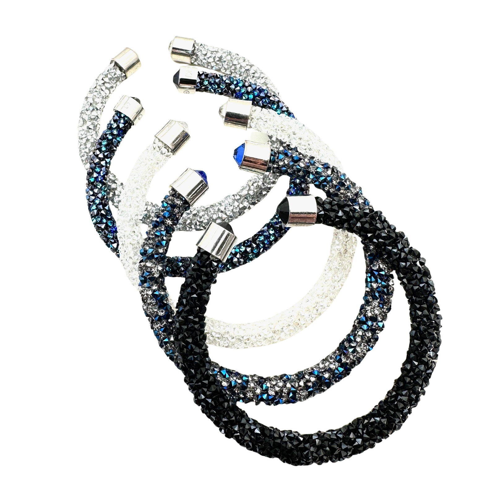 Lot of Five Swarovski Crystal Stacking Cuff Bracelets: Lot of Five Swarovski Crystal Stacking Cuff Bracelets Adjustable