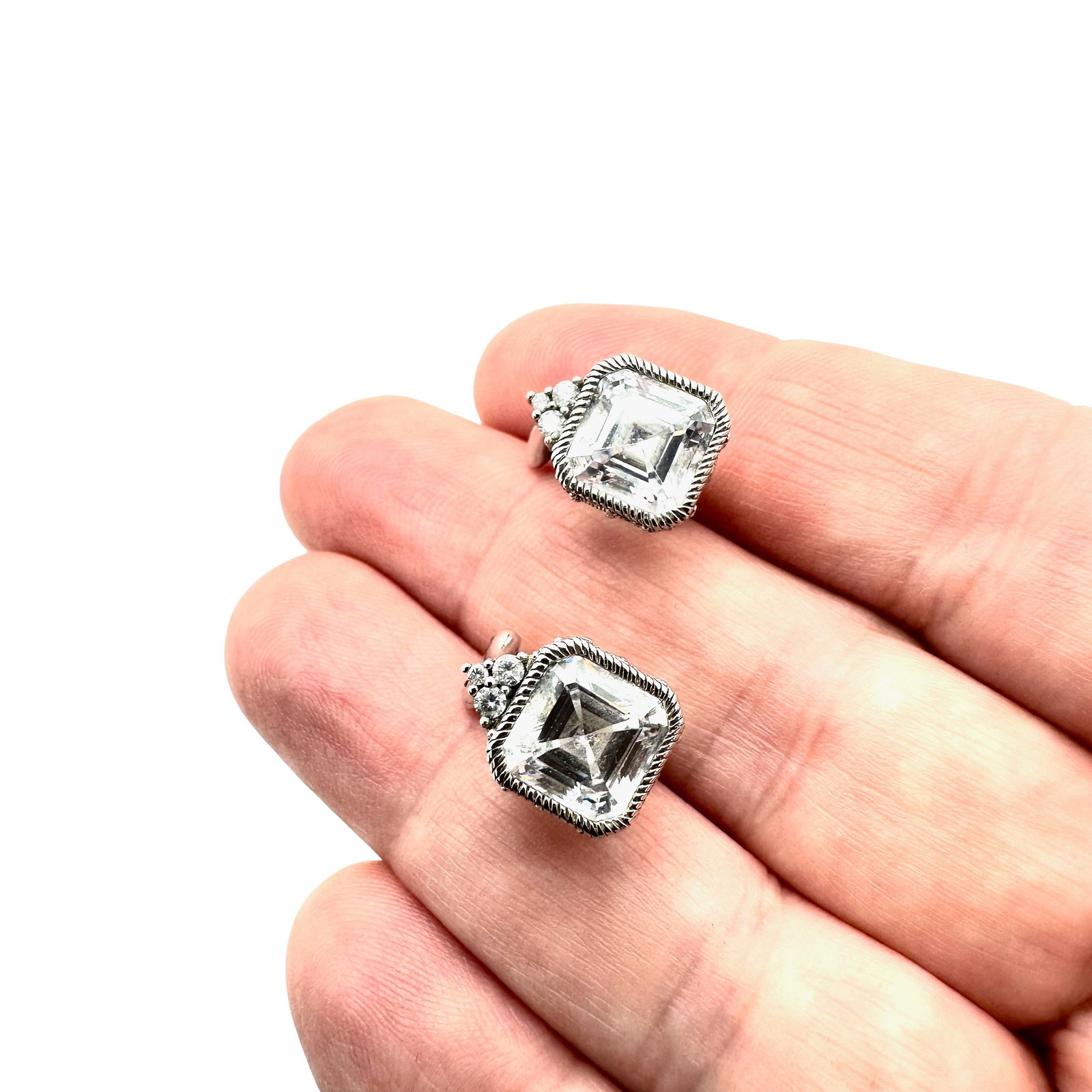 Judith Ripka Cubic Zirconia Sterling Silver Lever Back Pierced Earrings: Judith Ripka Cubic Zirconia Sterling Silver Lever Back Pierced Earrings Pierced