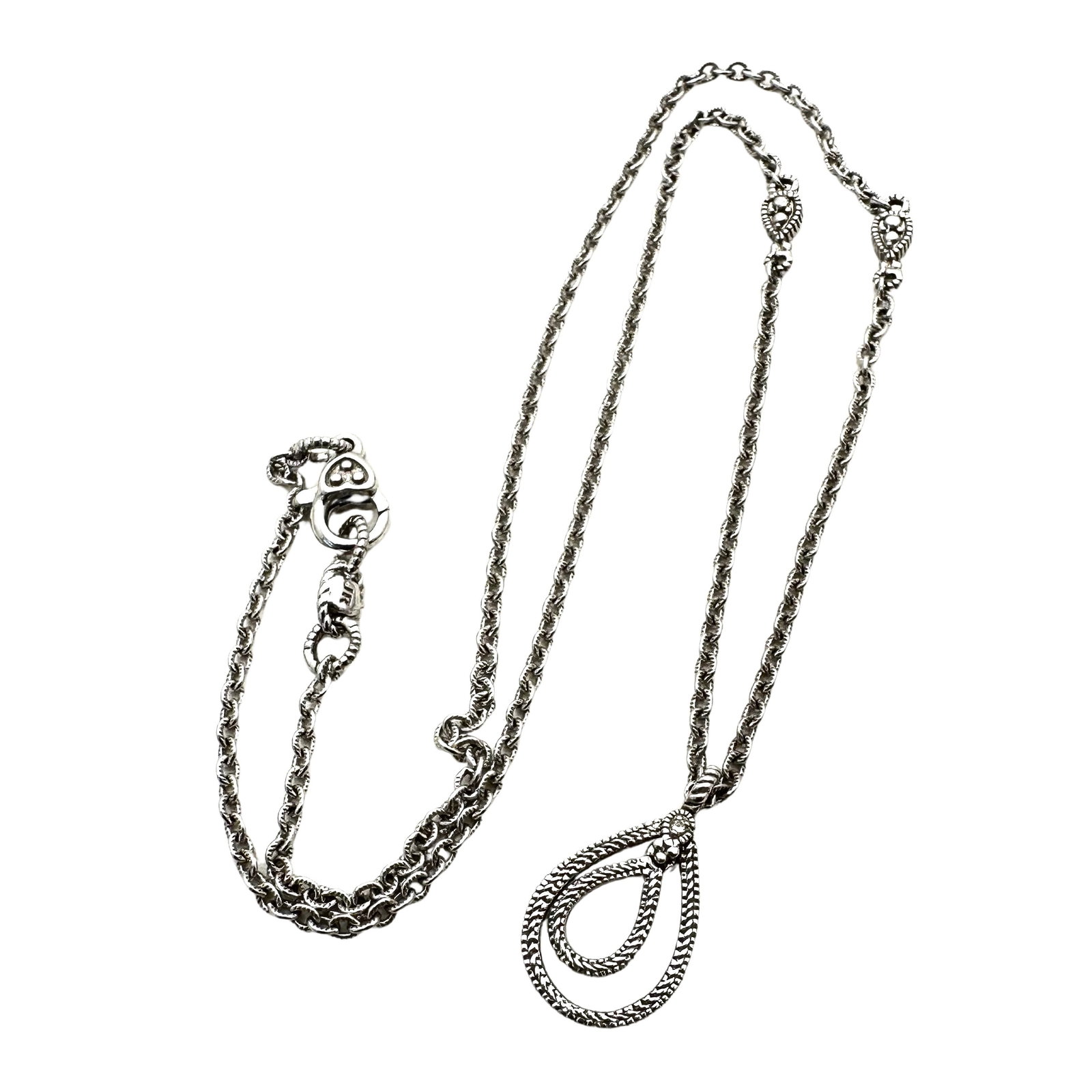 Judith Ripka Sterling Silver Pendant Necklace: Judith Ripka Sterling Silver Pendant Necklace 16 Inch Length