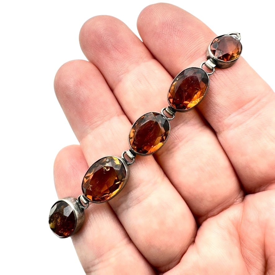 Vintage Citrine Sterling Silver Gemstone Bracelet 7 Inch 13 Grams: Vintage Citrine Sterling Silver Gemstone Bracelet 7 Inch 13 Grams