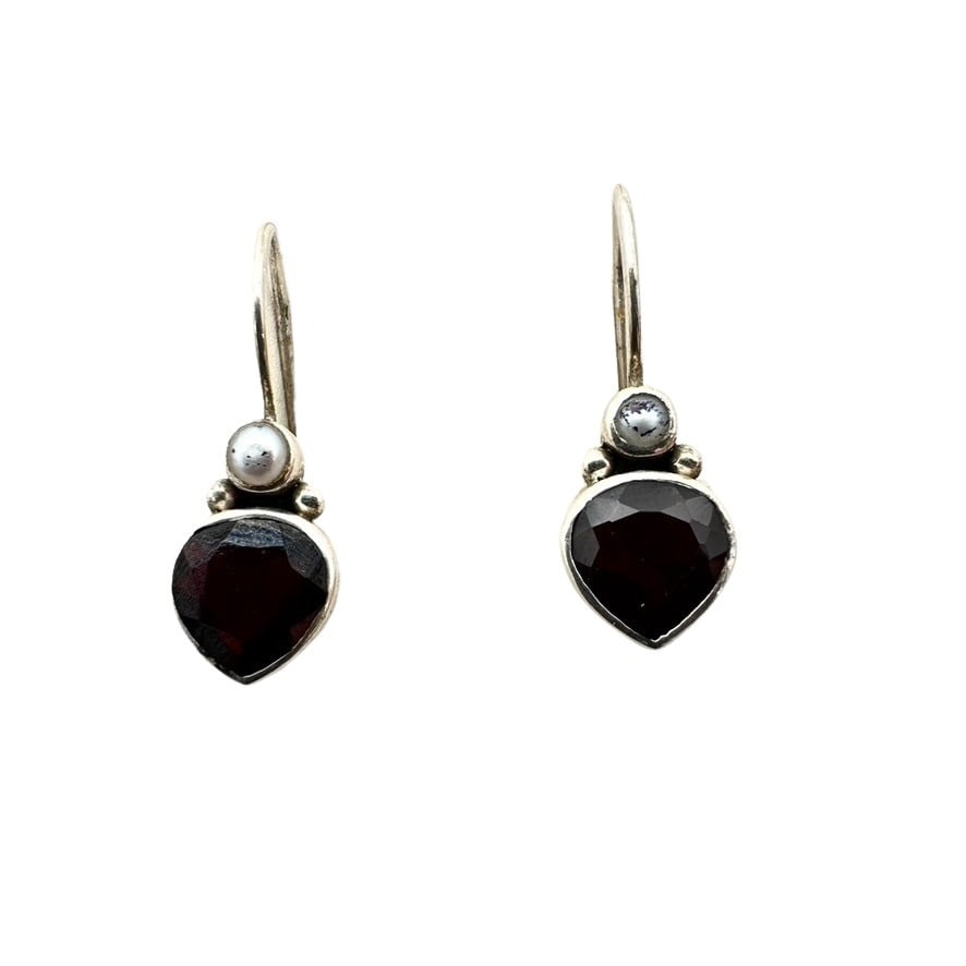 Silpada Sterling Silver Garnet Pierced Earrings: Silpada Sterling Silver Garnet Pierced Earrings