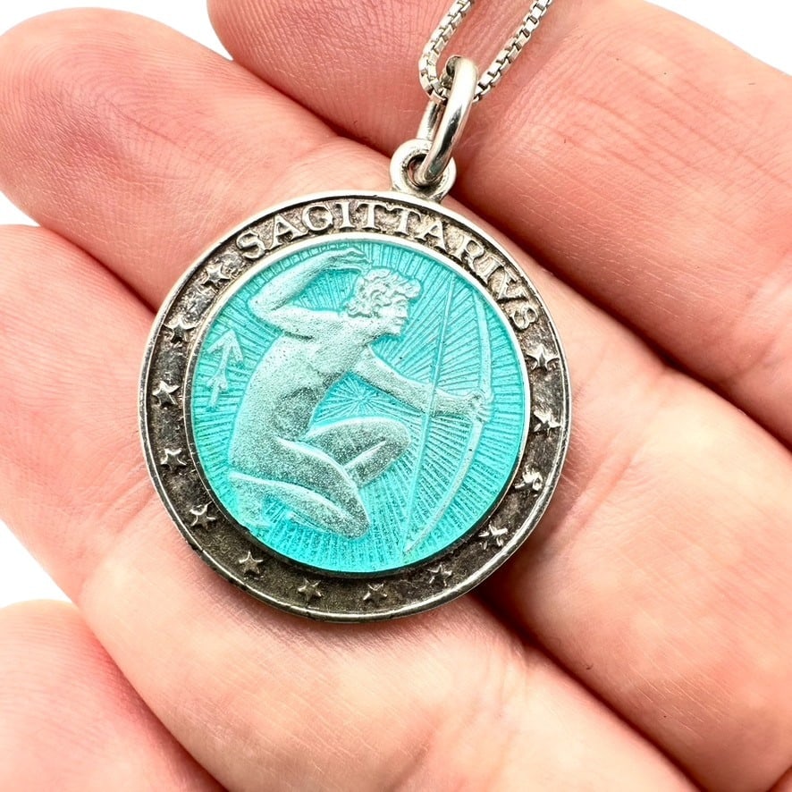 Vintage Charles Thomae Sagittarius Zodiac Pendant Necklace 16 Inch: Vintage Charles Thomae Sagittarius Zodiac Pendant Necklace 16 Inch