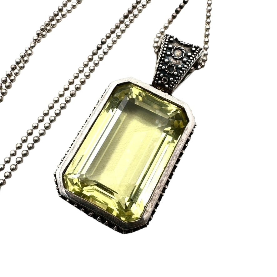 Vintage Huge Citrine Gemstone Sterling Silver Necklace 55 Grams 2.25 Inch Pendant: Vintage Huge Citrine Gemstone Sterling Silver Necklace 55 Grams 2.25 Inch Pendant