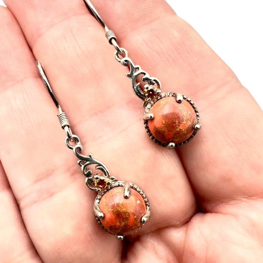 Sponge Coral Sterling Silver Chandelier Pierced Earrings: Sponge Coral Sterling Silver Chandelier Pierced Earrings