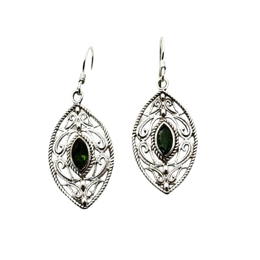 Green Emerald Sterling Silver Chandelier Pierced Earrings (1 of 3)