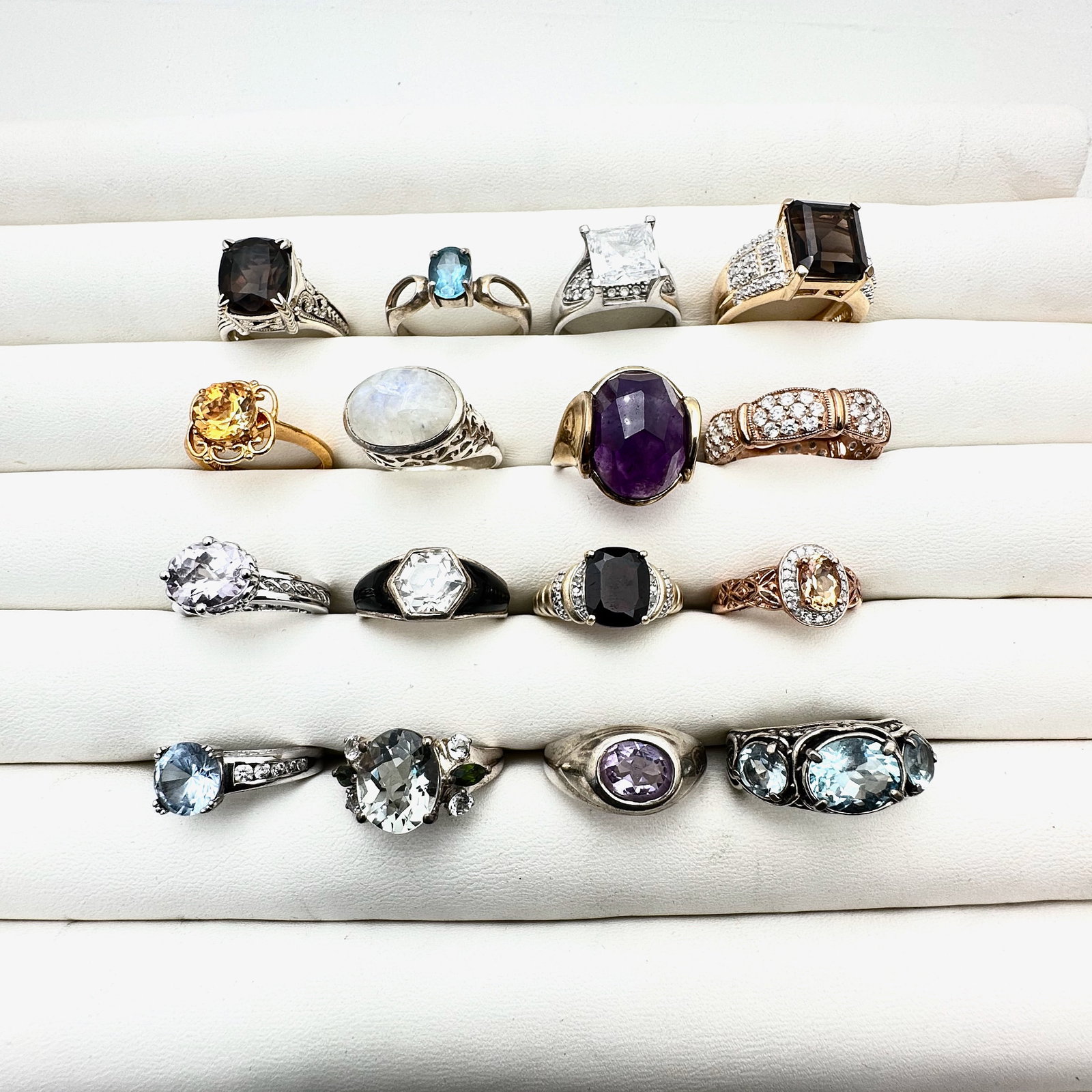 Sterling Silver Ring Lot Gemstone CZ 84 Grams Blue Topaz Amethyst Variety Sizes (1 of 3)