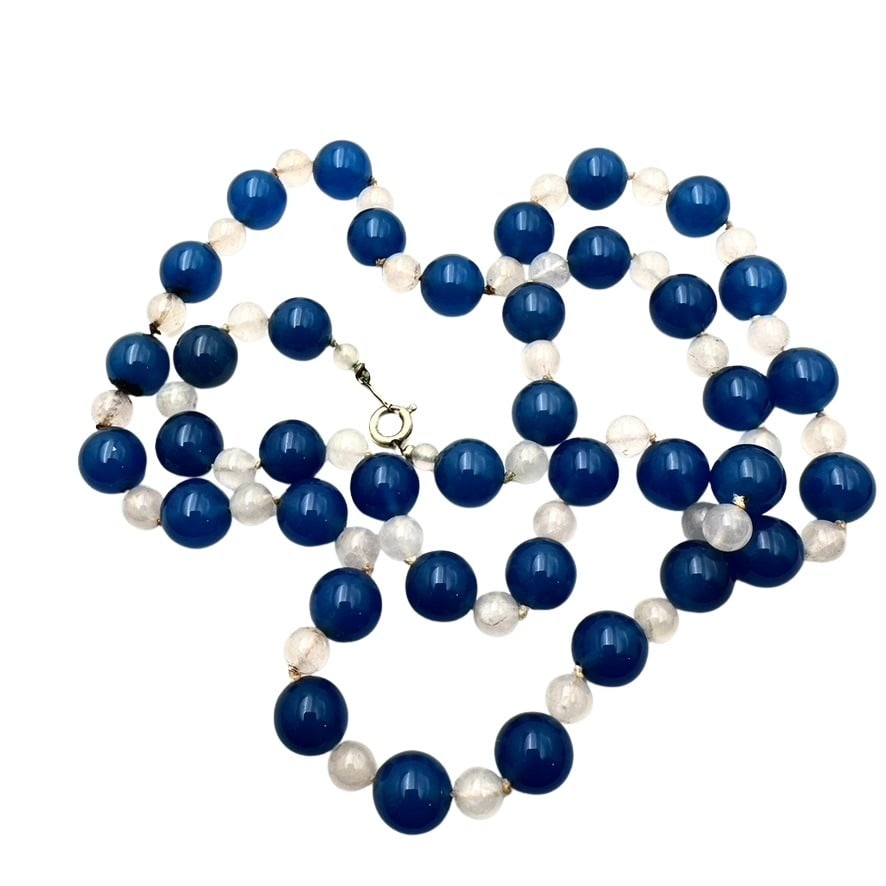 Vintage 14K Gold Filled Blue Gemstone Bead Necklace 26 Inch: Vintage 14K Gold Filled Blue Gemstone Bead Necklace 26 Inch