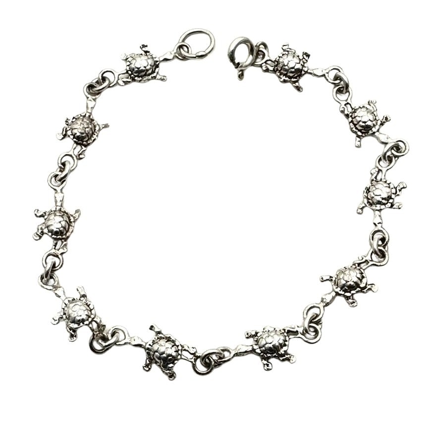 Sterling Silver Turtle Bracelet 7 Inch Length (1 of 2)