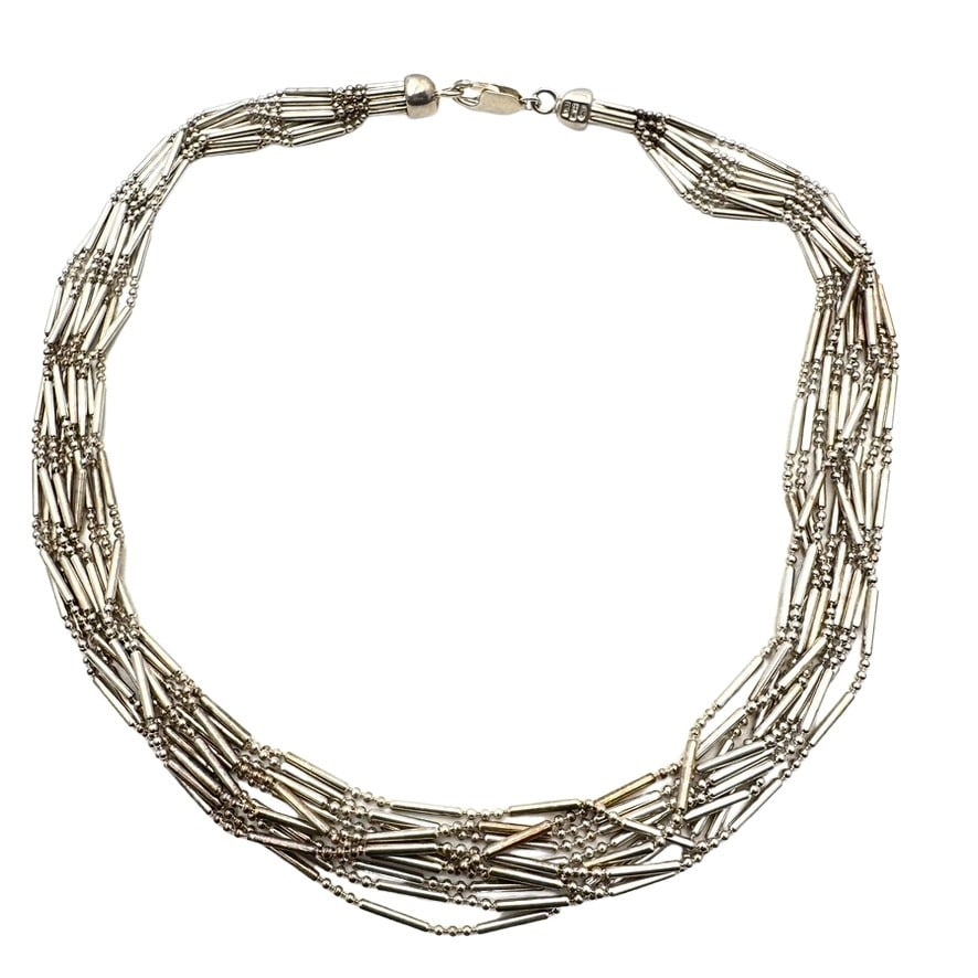Sterling Silver Multi Strand Chain Necklace 39 Grams 16 Inch (1 of 3)