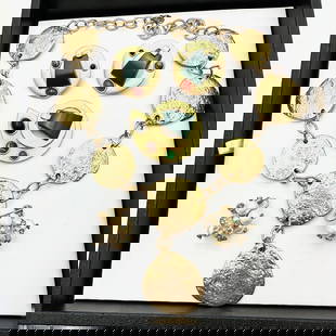 Vintage Jewelry Group Modernist Necklace Erwin Pearl Brooch Earring Set Vendome: Vintage Jewelry Group Modernist Necklace Erwin Pearl Brooch Earring Set Vendome