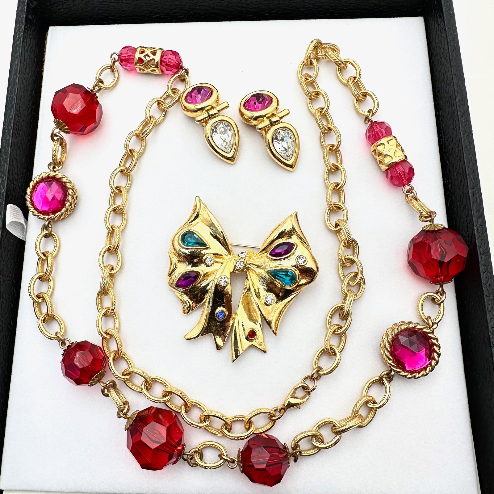 Vintage Pink Multicolor Jewelry Group Swarovski Earrings 1980s Era: Vintage Pink Multicolor Jewelry Group Swarovski Earrings 1980s Era