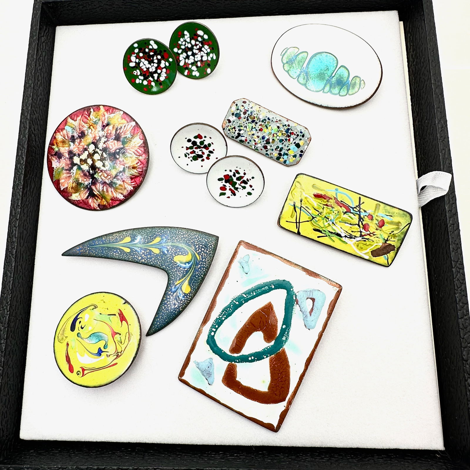 Vintage Copper Artisan Enamel Jewelry Group Lot Artisan Earrings Brooches (1 of 3)