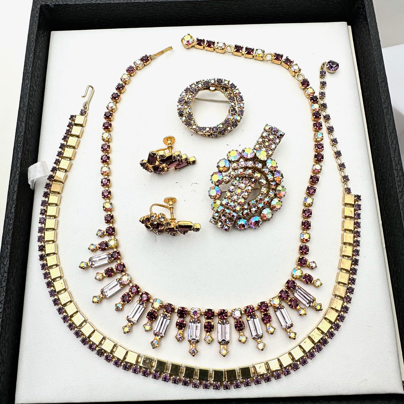 Vintage Purple Rhinestone Jewelry Group Lot Some Signed Continental (1 of 3)