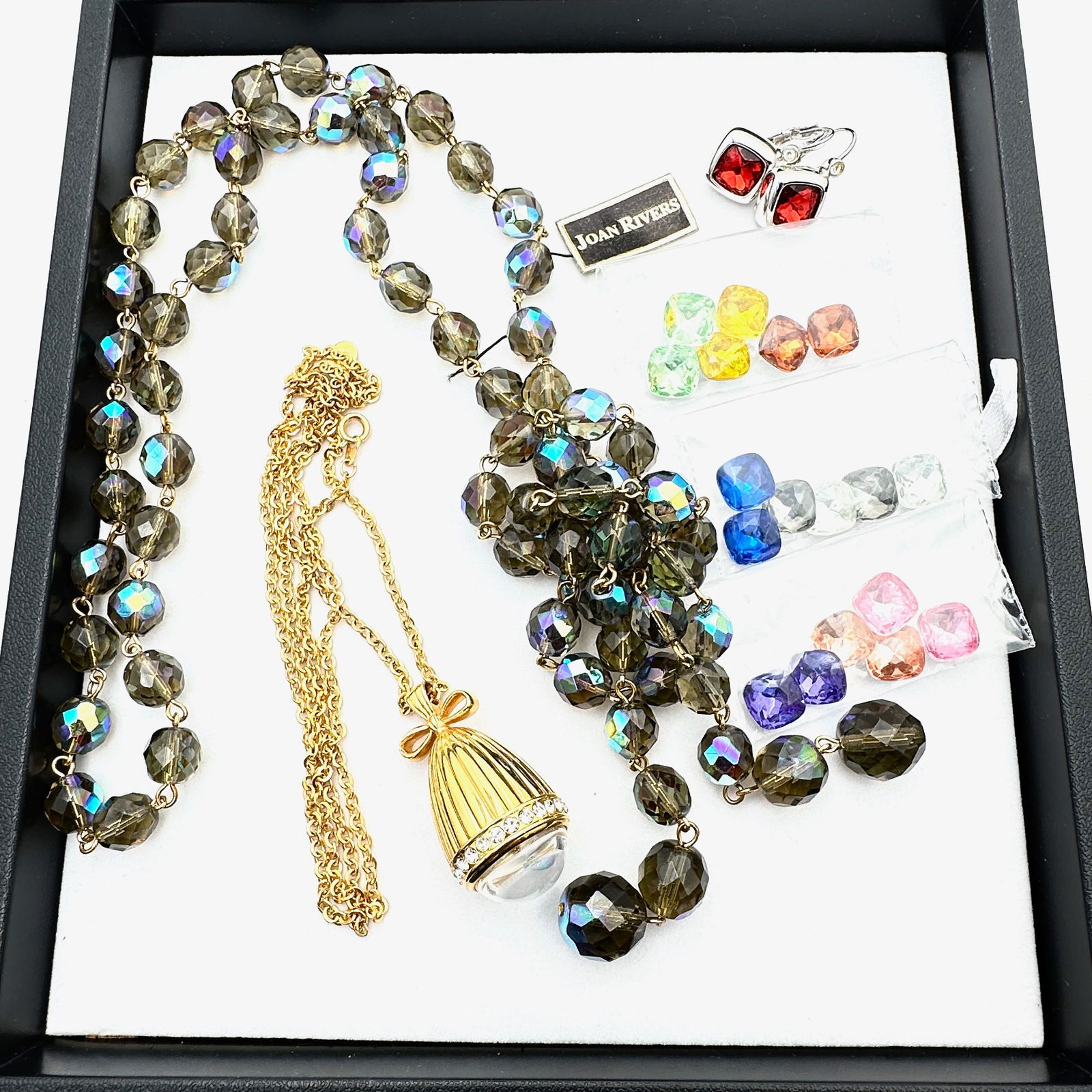 Vintage Joan Rivers Jewelry Group Pendant Watch Necklace Interchangeable Earrings (1 of 3)