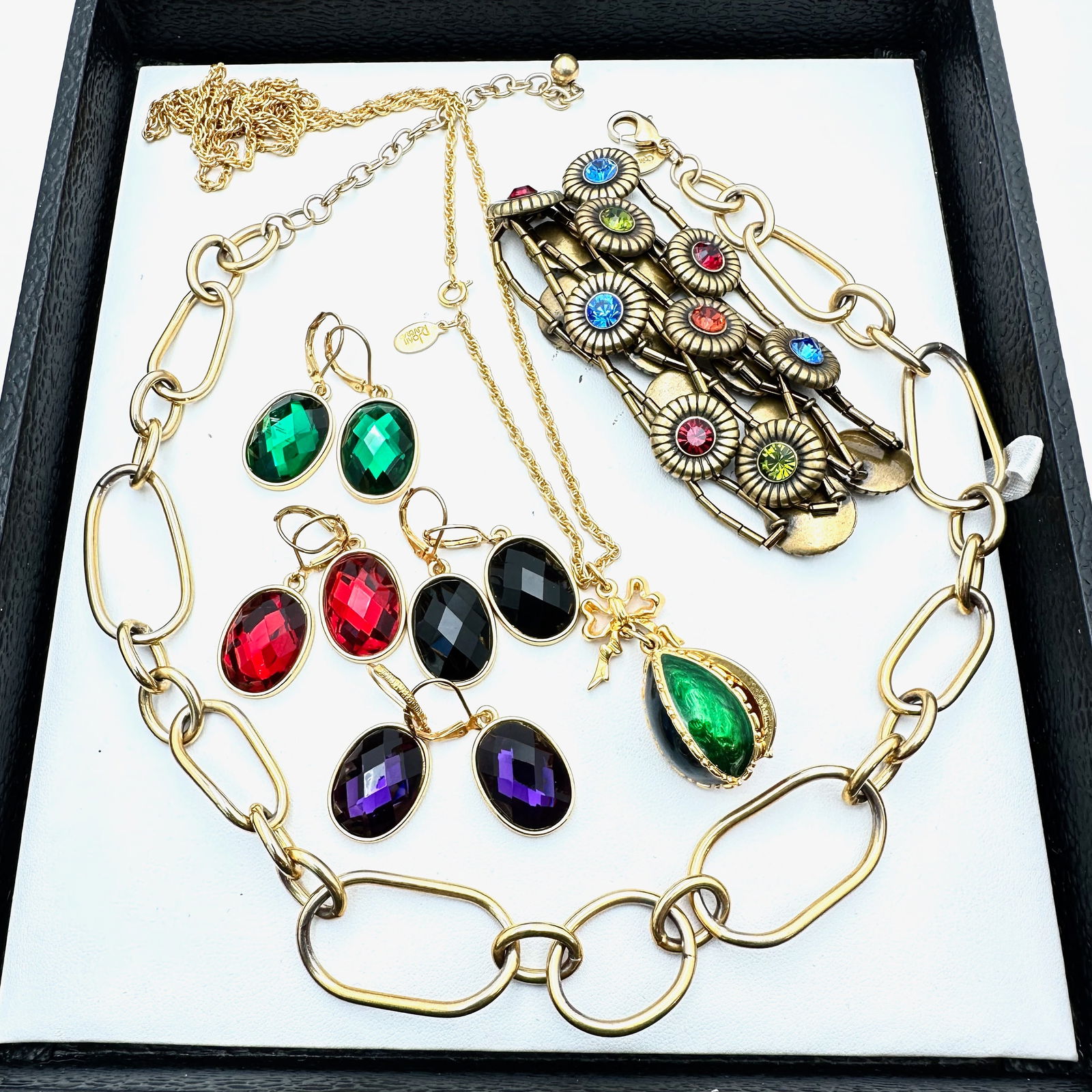 Vintage Joan Rivers Jewelry Group Jewel Tone Earrings Egg Necklace Bracelet (1 of 3)