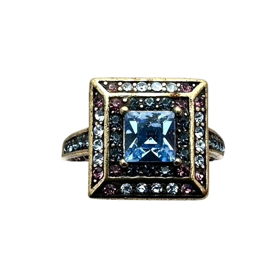 Heidi Daus Art Deco Style Multicolor Bronze Tone Ring Size 10 (1 of 3)