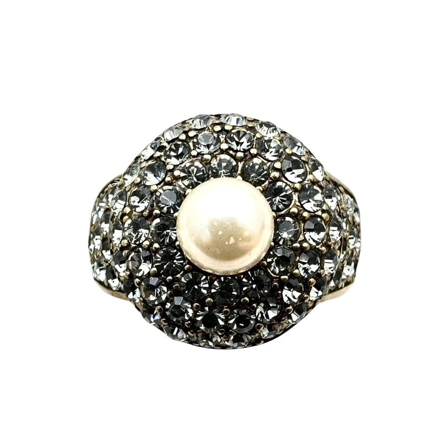 Heidi Daus Crystal Pearl Ring Size 10 Bronze Tone (1 of 3)