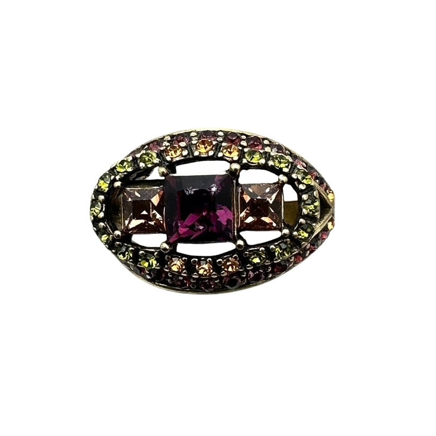 Heidi Daus Multicolor Crystal Bronze Tone Ring Size 10 (1 of 3)