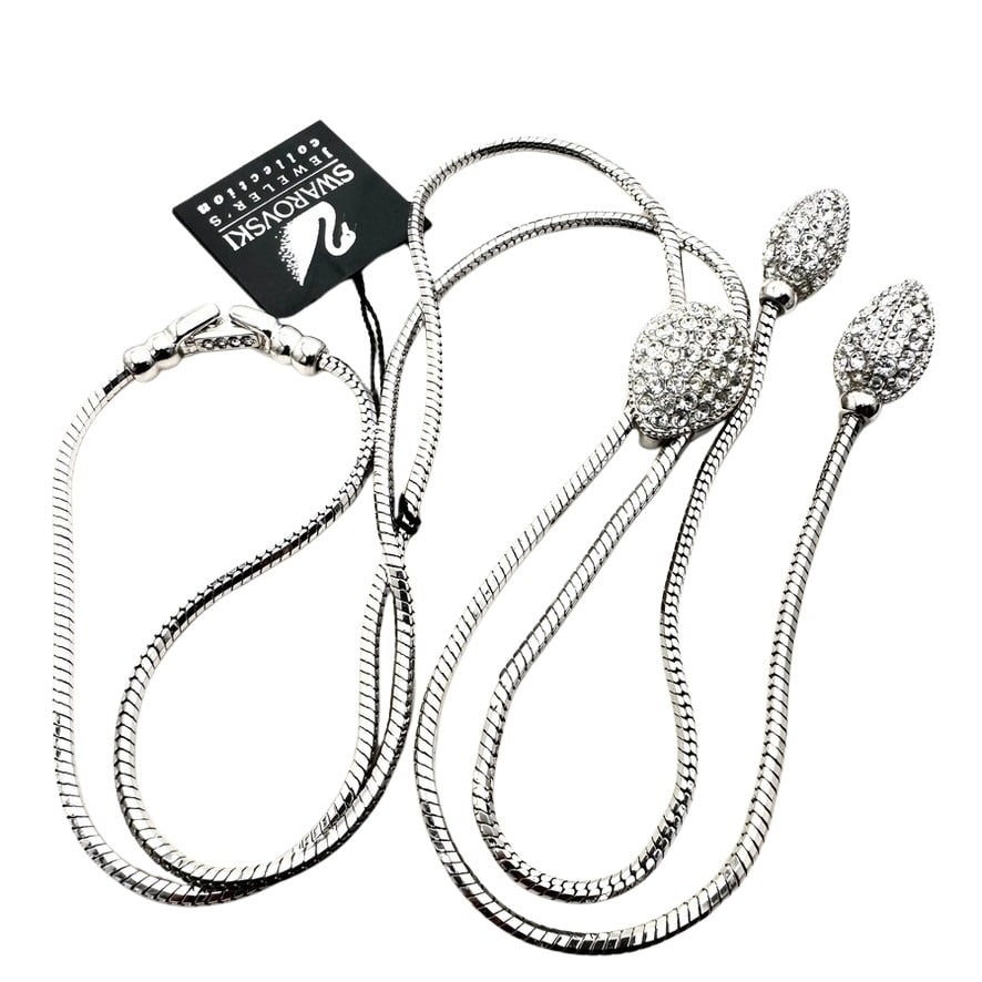Swarovski Jewelers Collection Origina Tag Clear Crystal Silver Plated Lariat Necklace: Swarovski Jewelers Collection Origina Tag Clear Crystal Silver Plated Lariat Necklace
