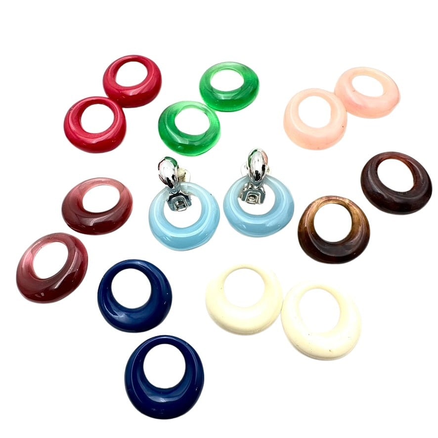 Vintage KJL Kenneth Jay Lane Interchangeable Silver Tone Clip Earrings (1 of 3)