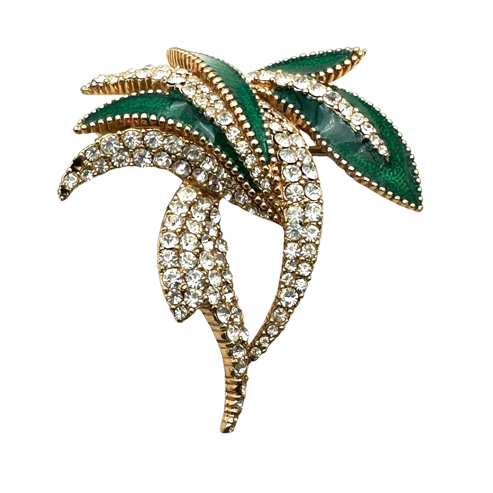 Vintage Ciner Rhinestone Enamel Gold Tone Brooch Pin (1 of 3)