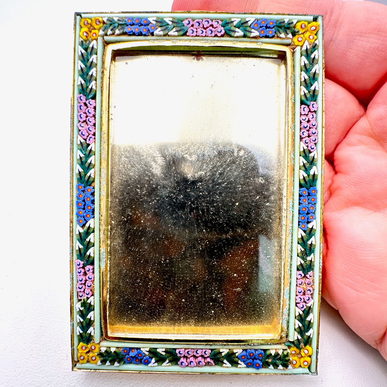 Vintage Micro Mosaic Frame Gold Tone 3.5 Inch by 2.5 Inch: Vintage Micro Mosaic Frame Gold Tone 3.5 Inch by 2.5 Inch