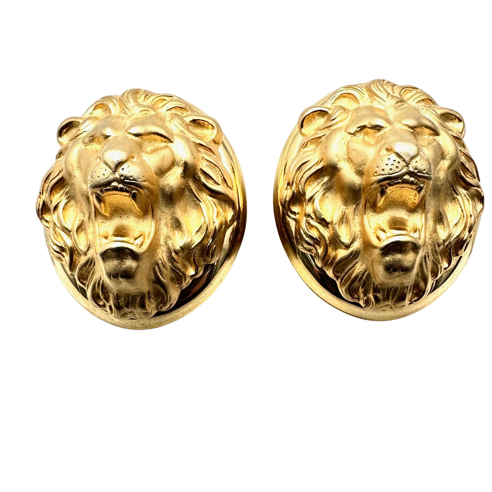 Vintage 1980s Luxury Gold Tone Lion Clip Earrings (1 of 3)