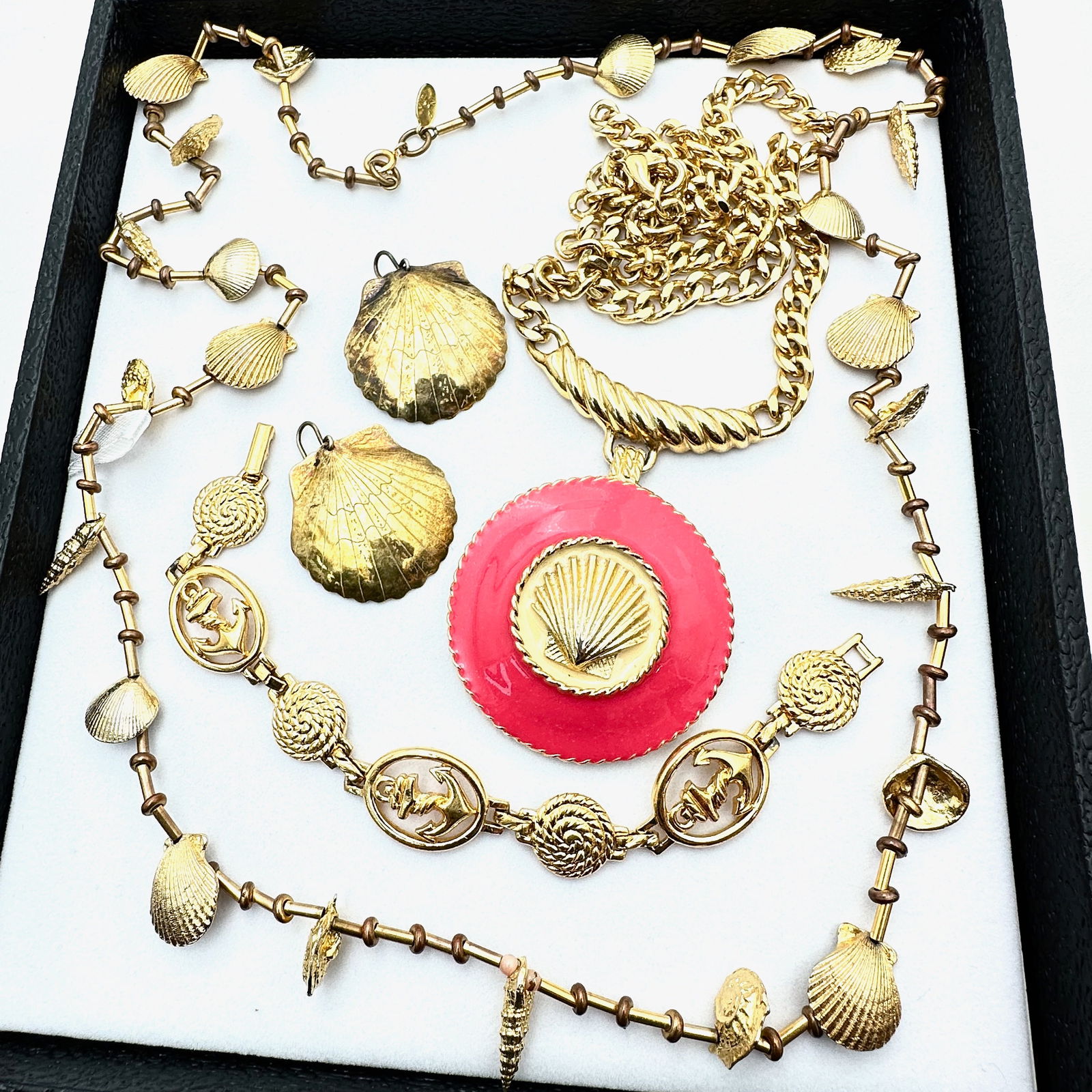 Vintage Sea Beach Themed Gold Tone Jewelry Mimi Di N Necklace Bracelet: Vintage Sea Beach Themed Gold Tone Jewelry Mimi Di N Necklace Bracelet