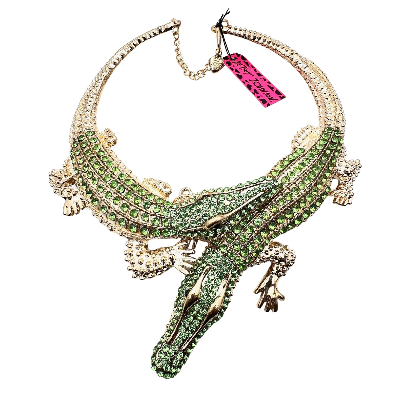 Betsey Johnson Aligator Crystal Gold Tone Statement Necklace (1 of 3)