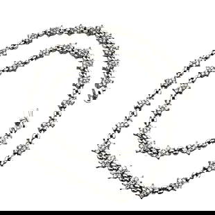 White Topaz Sterling Silver Flower Design Necklace 16 Inch 21 Grams: White Topaz Sterling Silver Flower Design Necklace 16 Inch 21 Grams