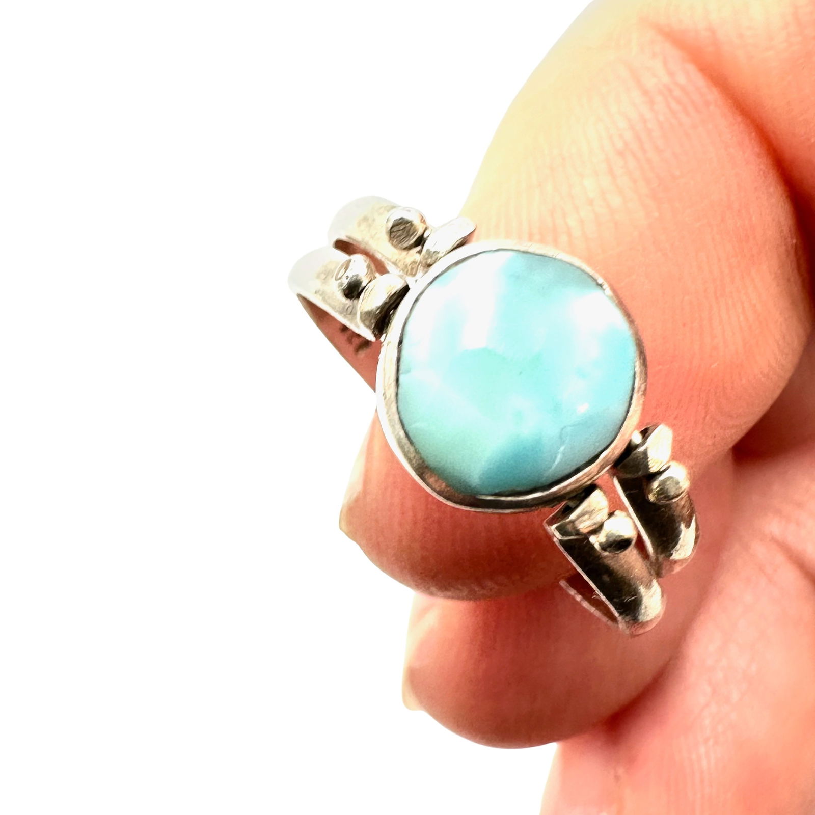 Sterling Silver Larimar Pink Gemstone Flip Ring Size 10 (1 of 3)