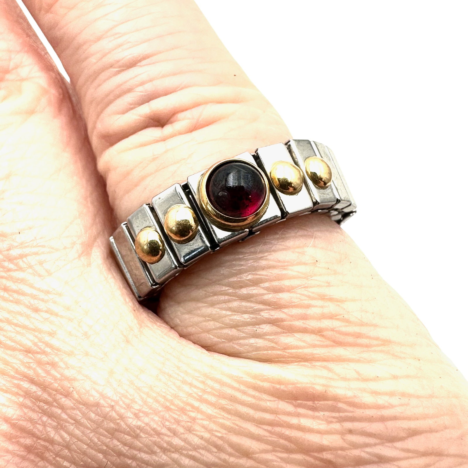 Nomination 18K Yellow Gold Stainless Steel Garnet Expandable Ring: Nomination 18K Yellow Gold Stainless Steel Garnet Expandable Ring