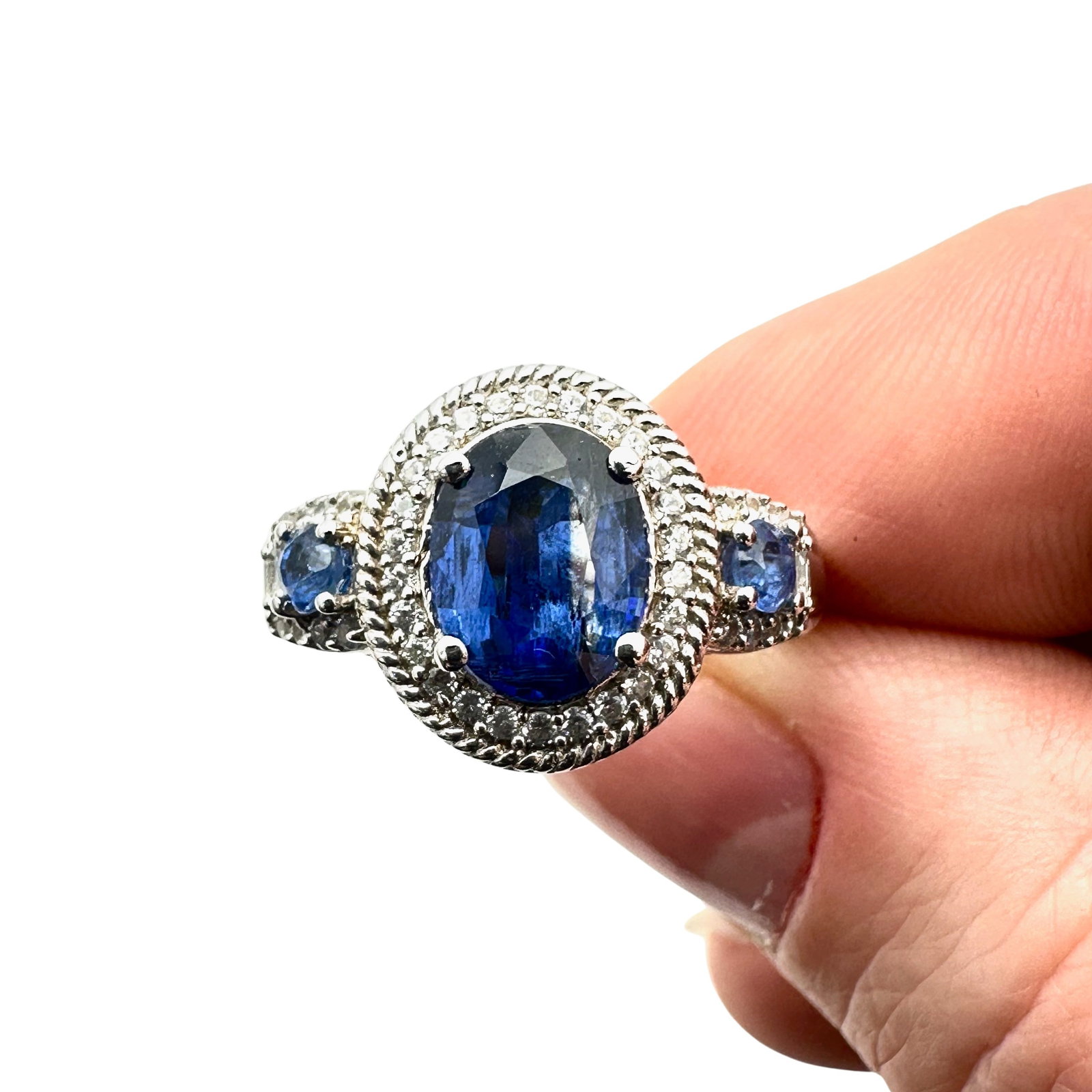 Kyanite Zircona Sterling Silver Ring Size 10: Kyanite Zircona Sterling Silver Ring Size 10